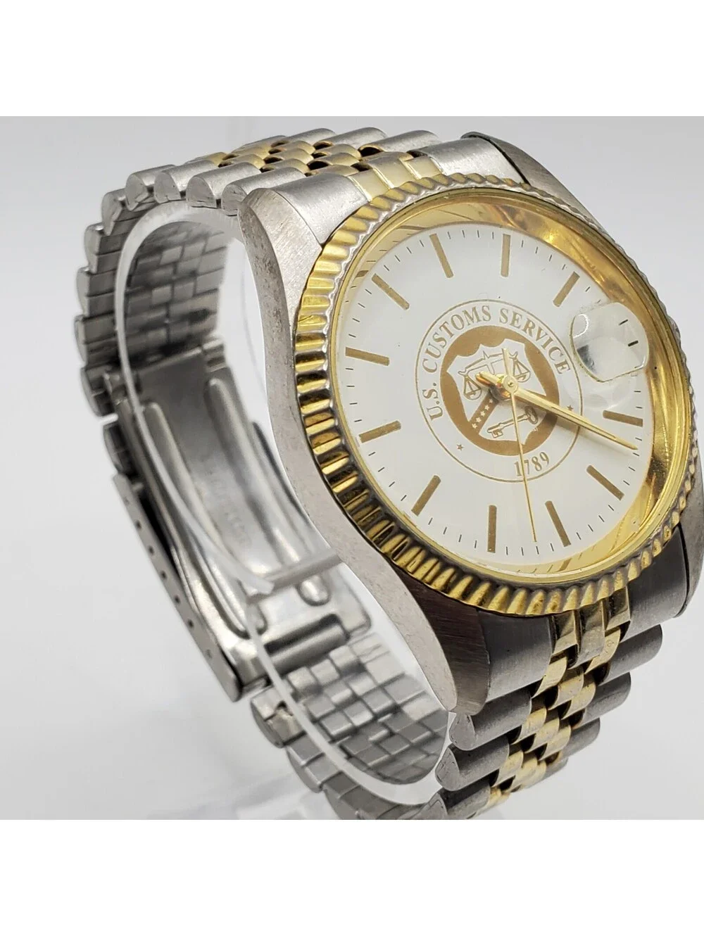 Abelle Customs Service 35mm Mens Watch Fluted Bezel Two-Tone New Battery